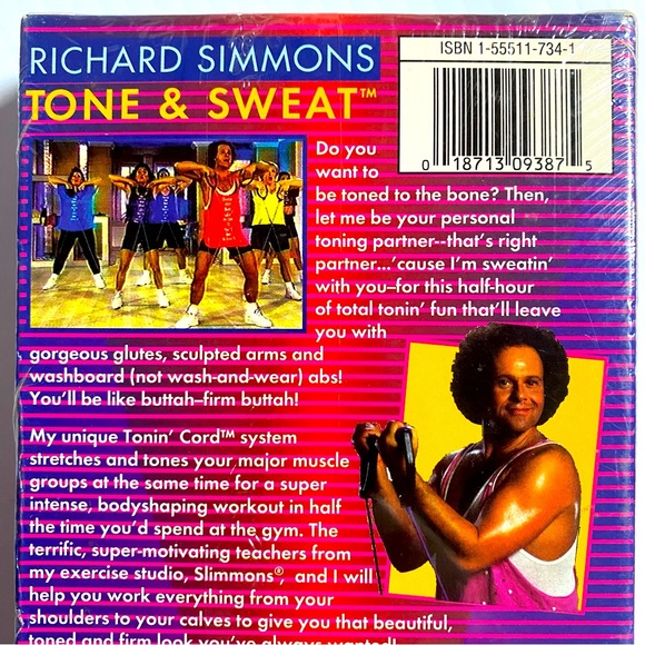 VTG 1994 NEW SEALED VHS RICHARD SIMMONS TONE & SWEAT EXERCISE TAPE ORIGINAL BOX - Picture 4 of 9